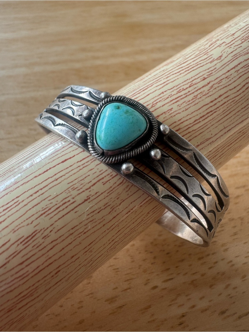 Vintage Sterling Silver Turquoise Split Shank Cuff Bracelet | Southwestern